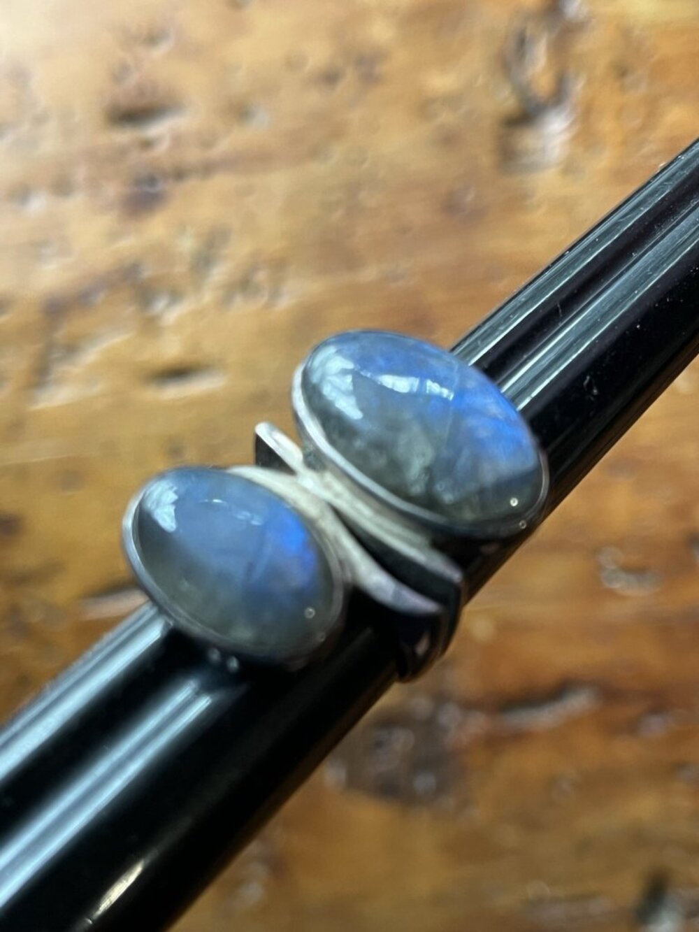 Vintage Ring 925 Heavy Sterling Silver Artisan Labradorite Chunky Artsy Size 7